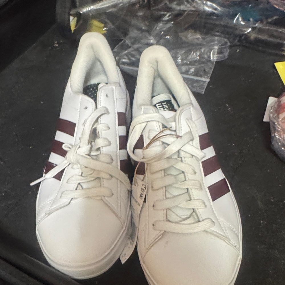 adidas White and Burgundy Sneakers